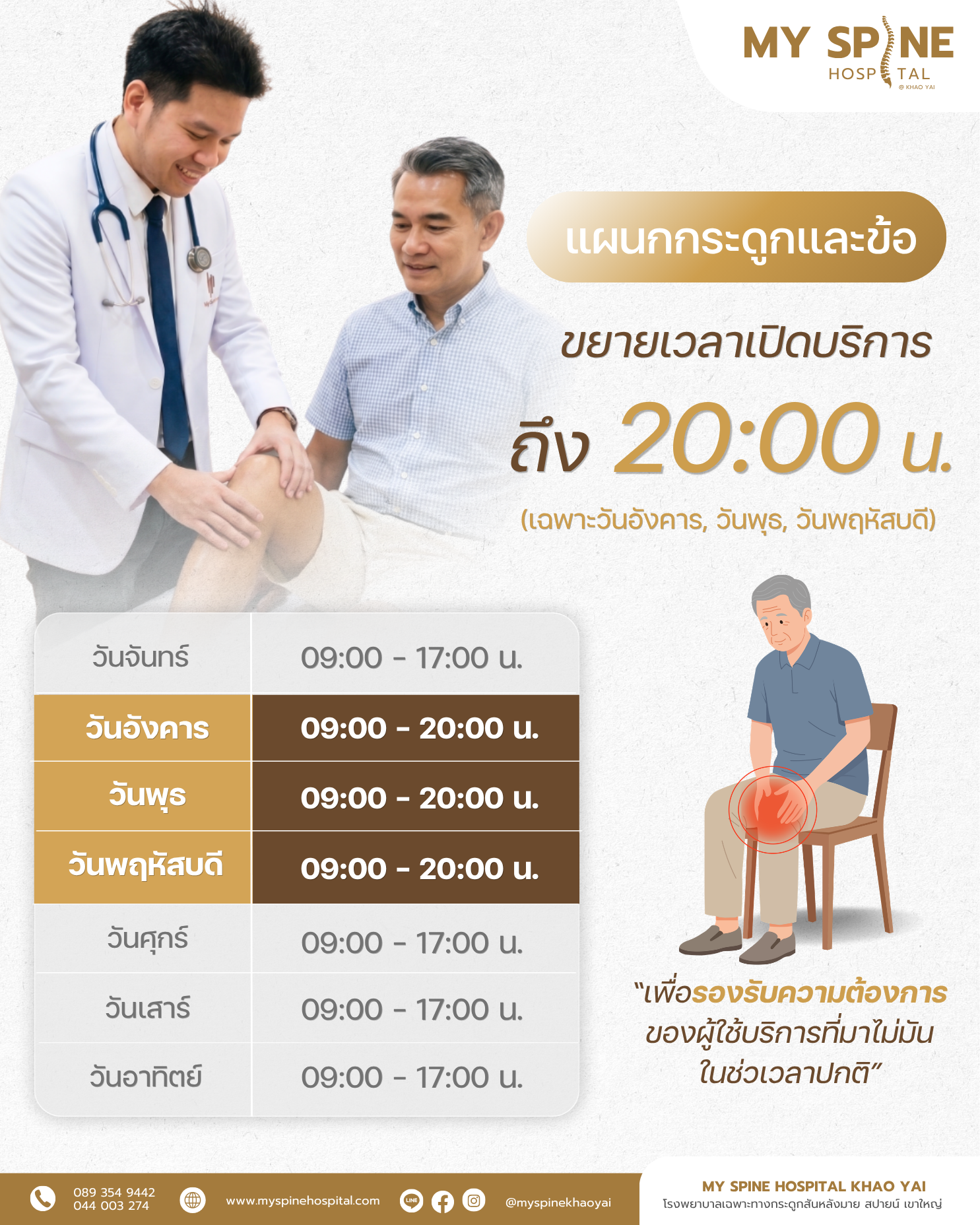 ประกาศขยายเวลาให้บริการ แผนกกระดูกและข้อ